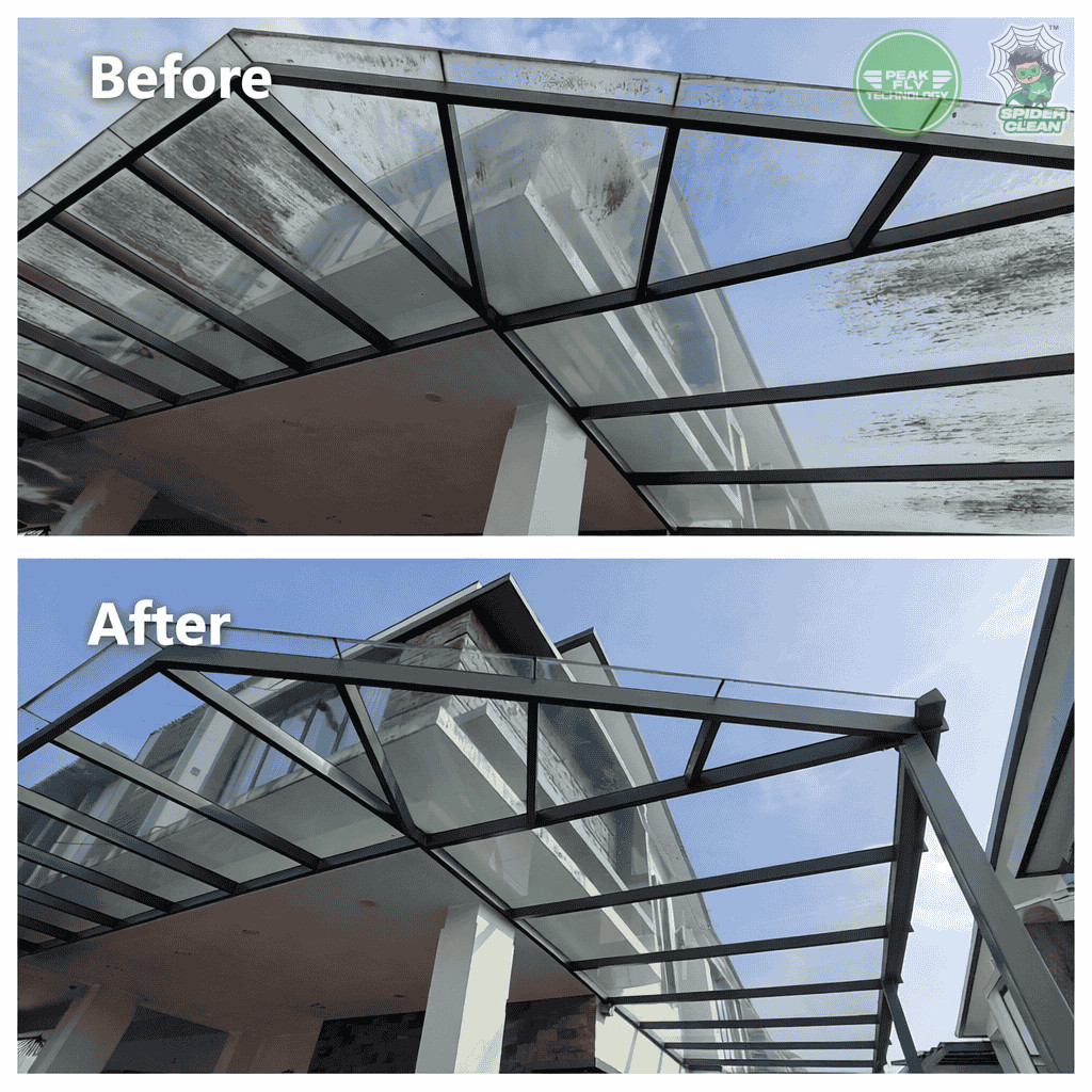 Peak Fly Technology (M) Sdn. Bhd. | Project - Glass Awning Cleaning @ Taman Desa Tebrau Johor Bahru